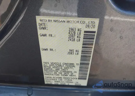 2021 Nissan Altima Sr Fwd z USA, uszkodzony, nr VIN 1N4BL4CV6MN300509